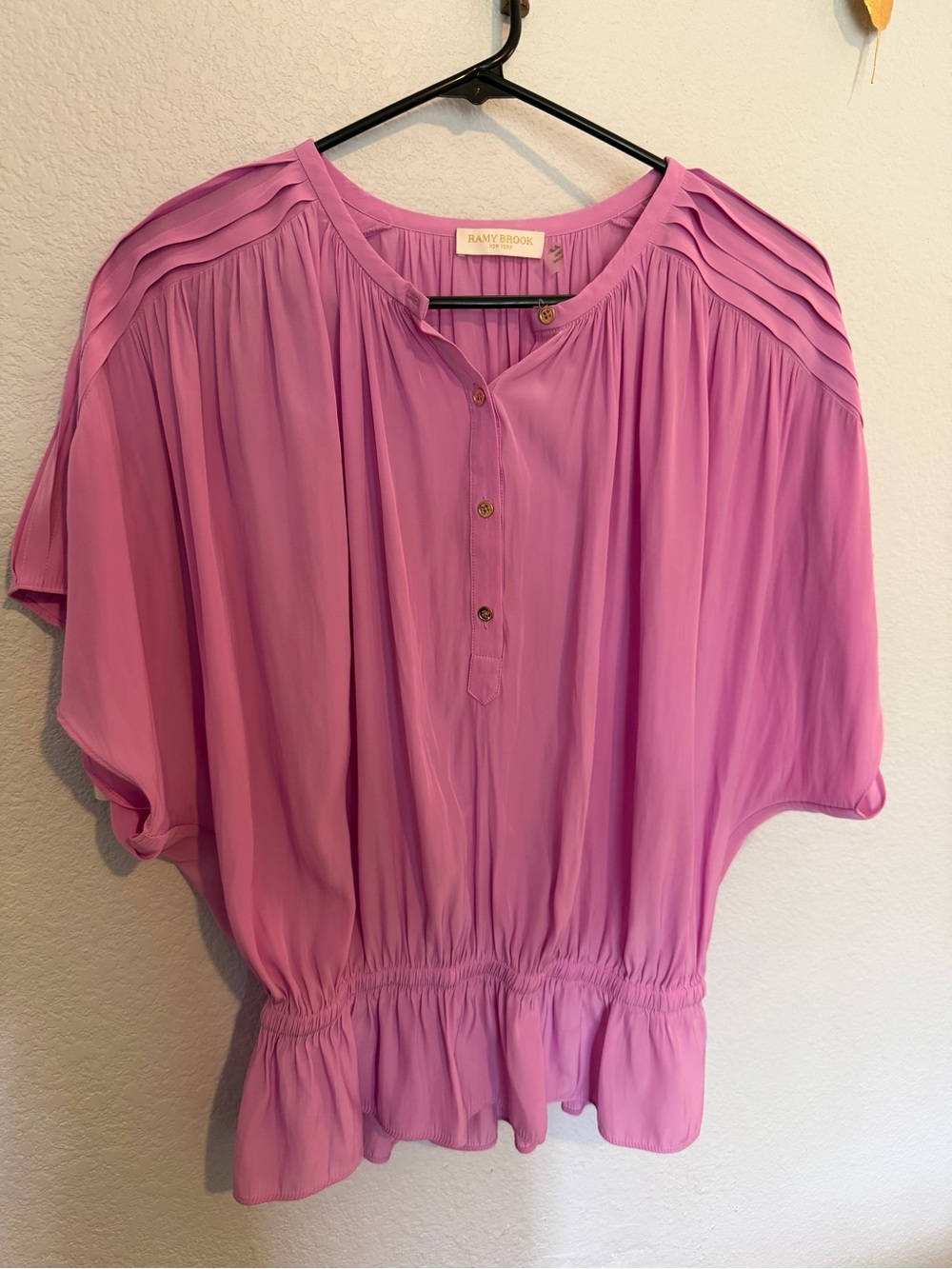 Ramy Brook Purple-Pink Pleated Shoulder Blouse